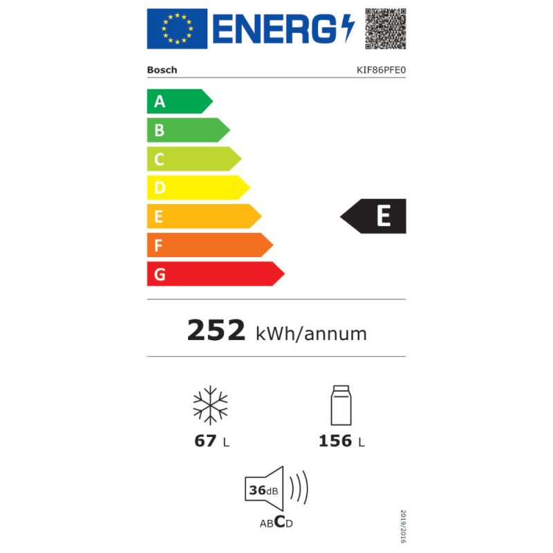 Ugradbeni hladnjak Bosch KIF86PFE0 Energetska naljepnica