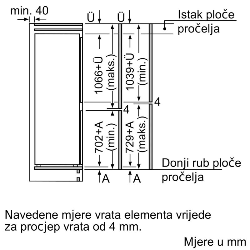 Ugradbeni hladnjak Bosch KIF86PFE0 dimenzije 04